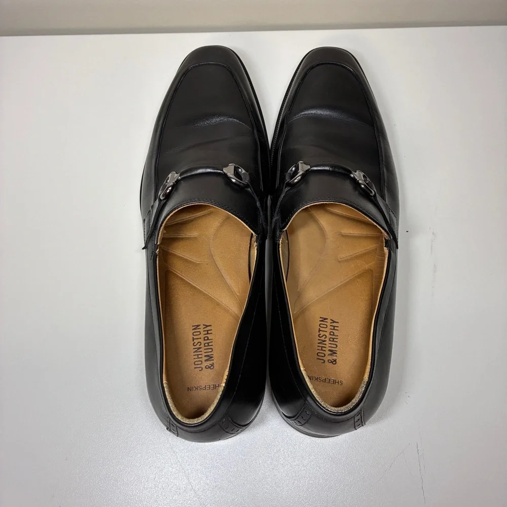 Johnston & Murphy Black Leather Bit Loafers